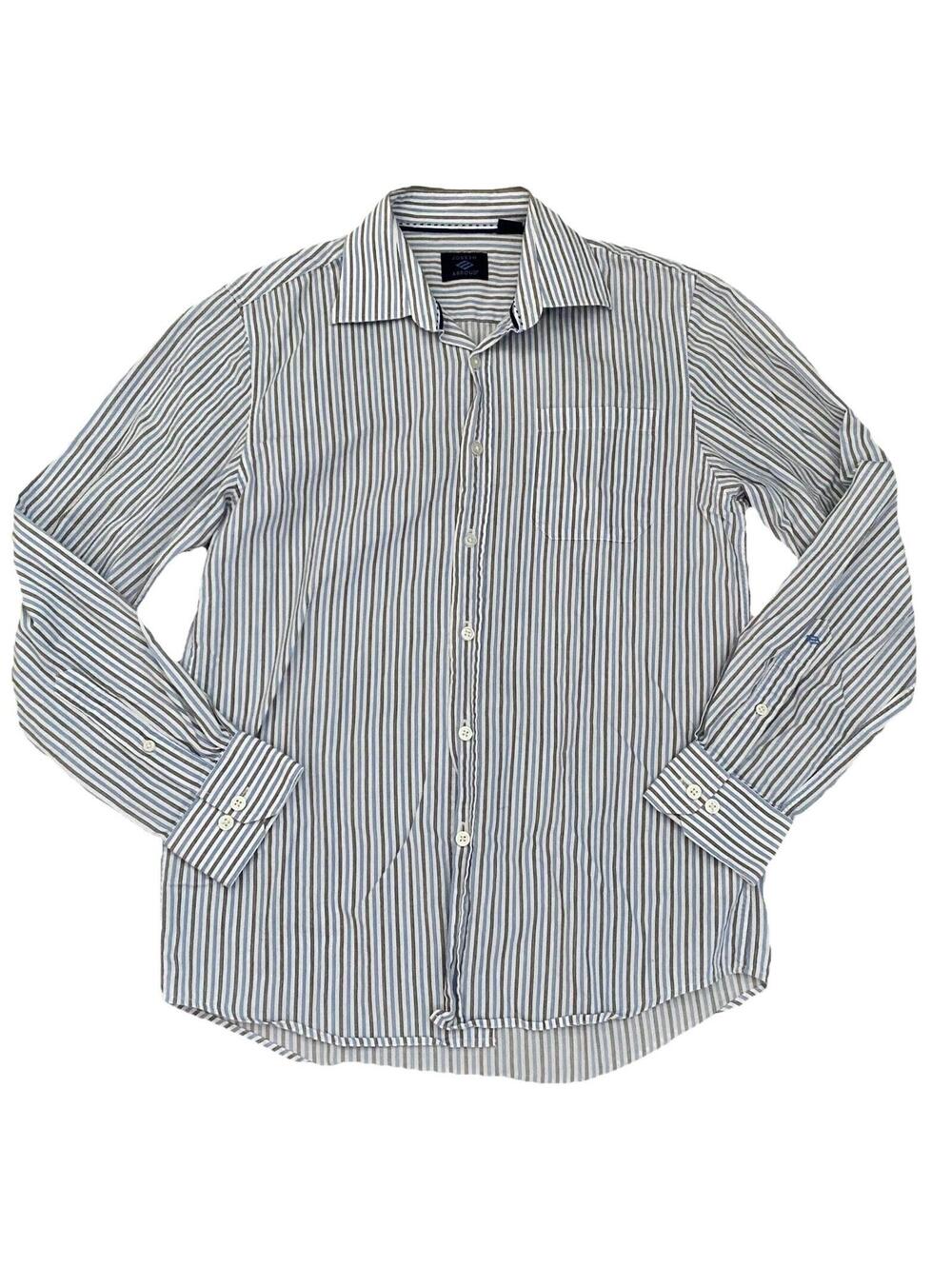 Men's Joseph Abboud Blue Gray Striped Button-Front Dress Shirt Collared Cotton S